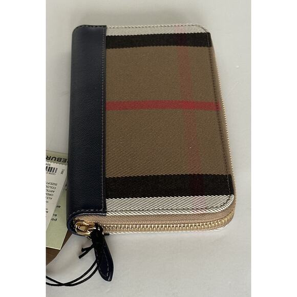 Burberry Zip Around Wallet Dark Canvas Blue 80845161 NWT $630 - Picture 7 of 15